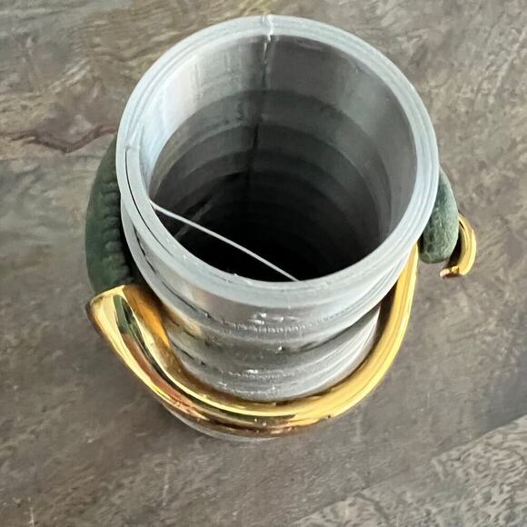 Green and gold metallic mixed material adjustable bracelet - Picture 5 of 8